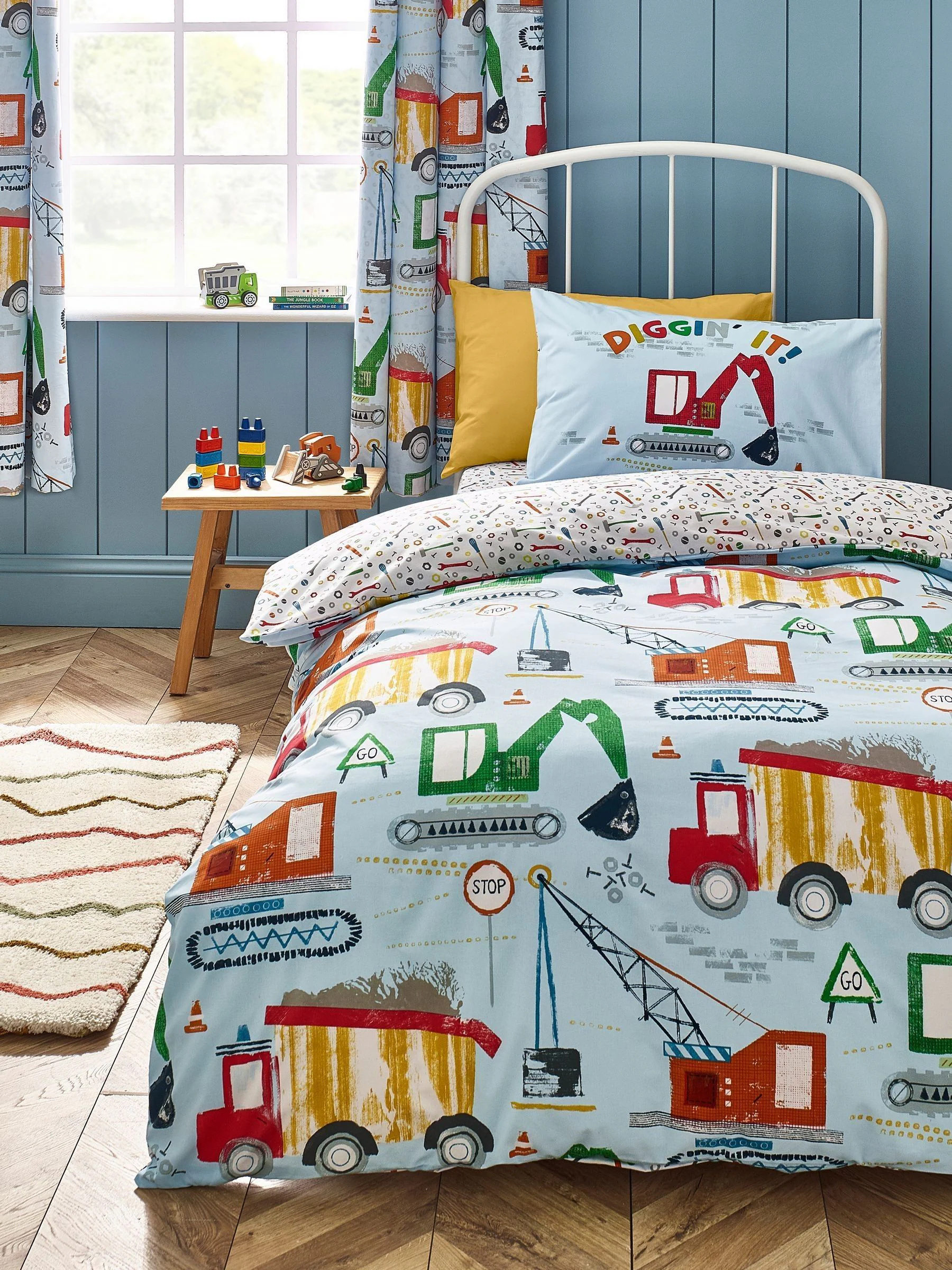Catherine Lansfield Digger Dreams Reversible Duvet Cover Set