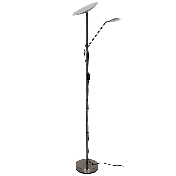 Lampadaire avec liseuse LED intégrée 2000lm 22W IP20 GoodHome argent