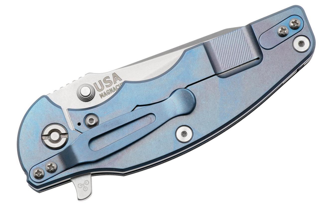Rick Hinderer Jurassic Slicer, Hollow Ground Magnacut, Blue Stonewashed, Blue/Black G10, zakmes