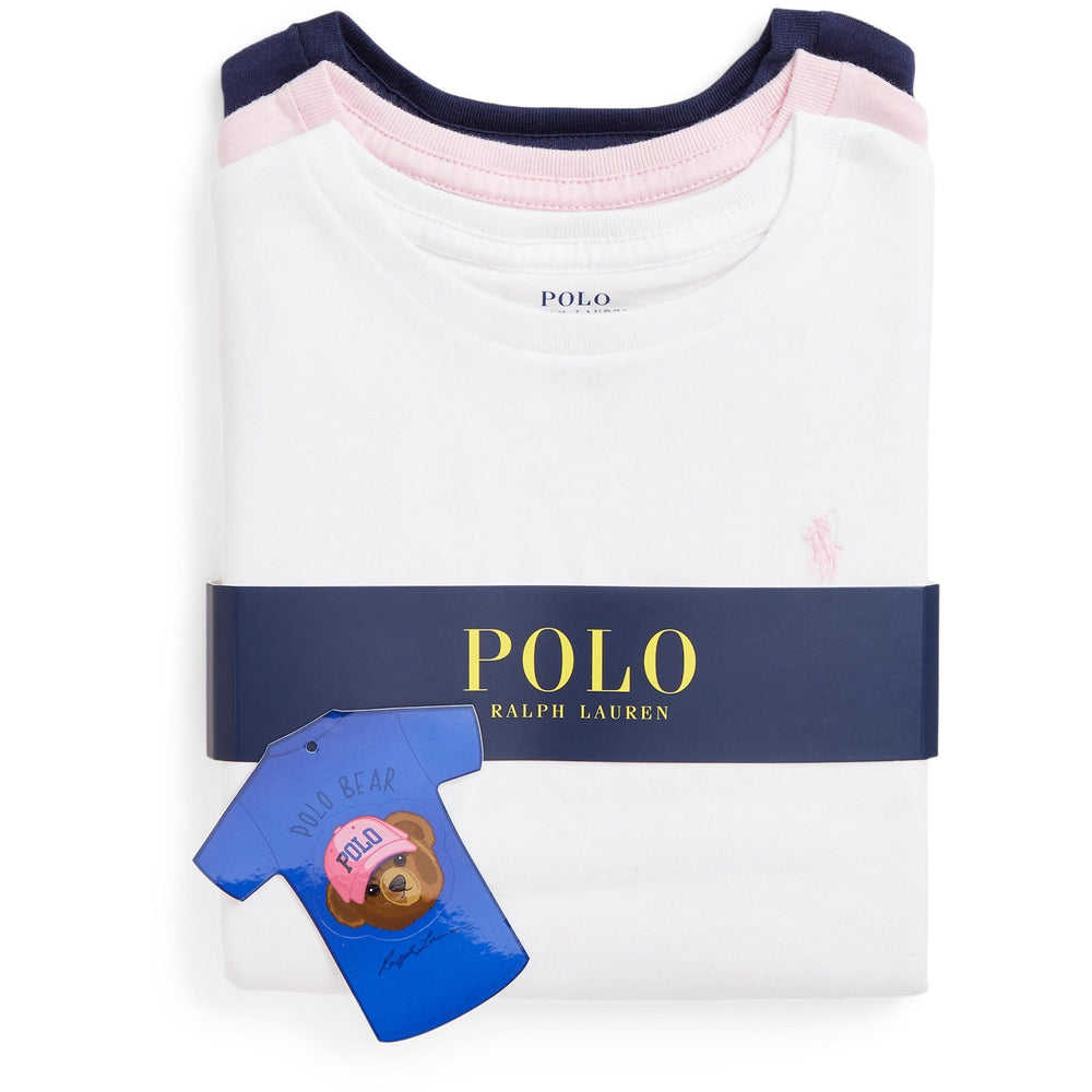Køb Polo Ralph Lauren White / Hintofpink /Newport Navy Girl Gaveæske Sæt 3-Pak T-Shirts