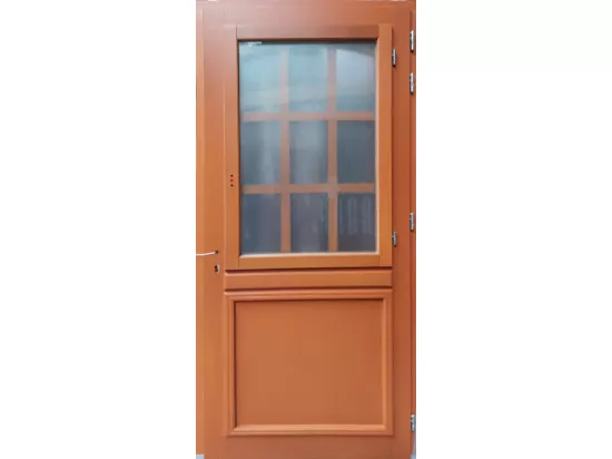 Porte D'Entree Bois Vitree, Marine, H,215Xl,80 P,Gauche + Poignée Et Barillet (Ref 010403Rfp)Cotes Tableau