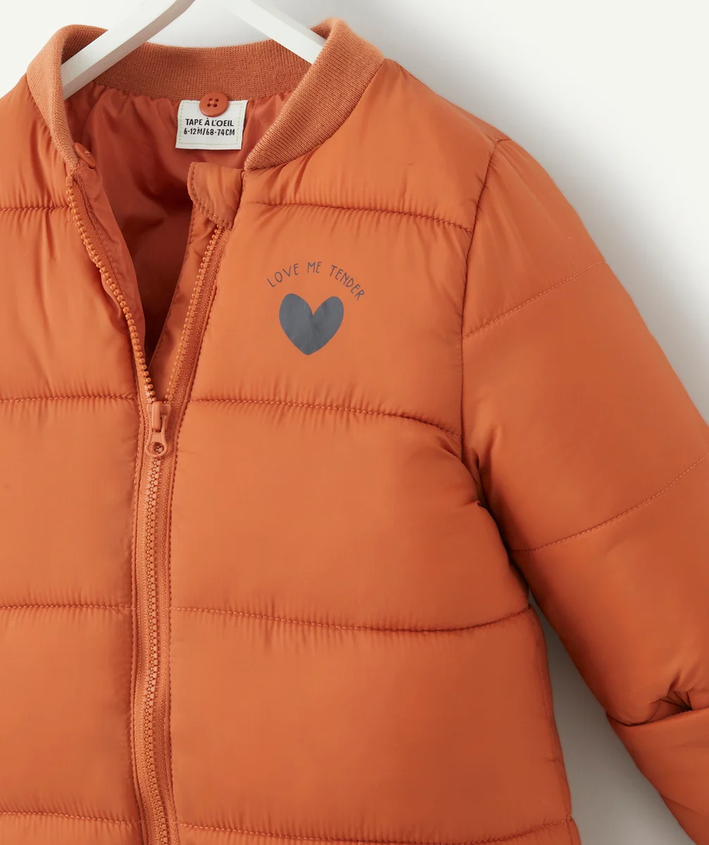 COMBI-PILOTE BÉBÉ EN REMBOURRAGE RECYCLÉ ORANGE AVEC COEUR