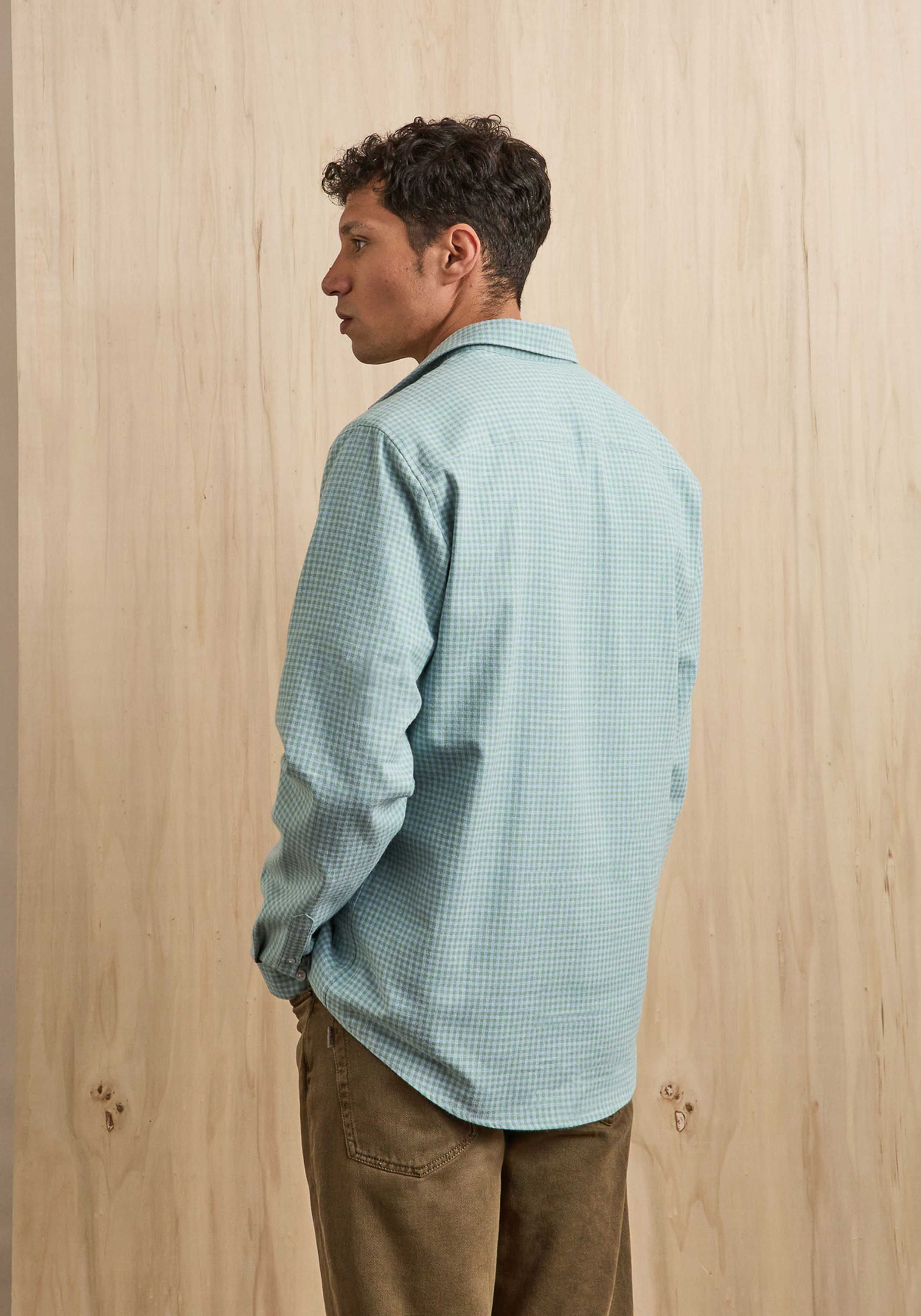 Faguo Hemd Iraty Shirt Woven Green/Light Blue