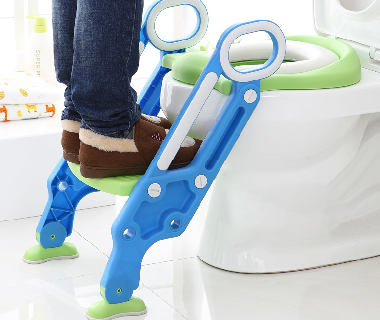 Kinder Toilettentrainer WC Treppe Lern Töpfchen Toilettensitz Aufsatz - Blau / Lila