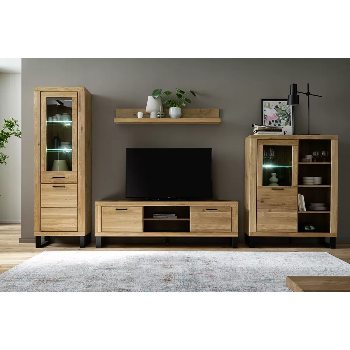 Highboard Kambo Eiche,schwarz