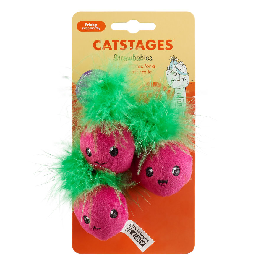 Brinquedo de pelúcia de morango Outward Hound Catstages Strawbabies para gatos