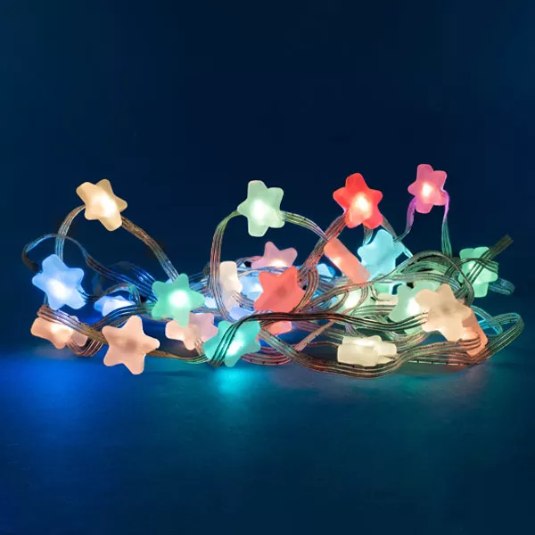 Guirlande lumineuse à piles 4,8 m 33 micro LED Étoiles Multicolore