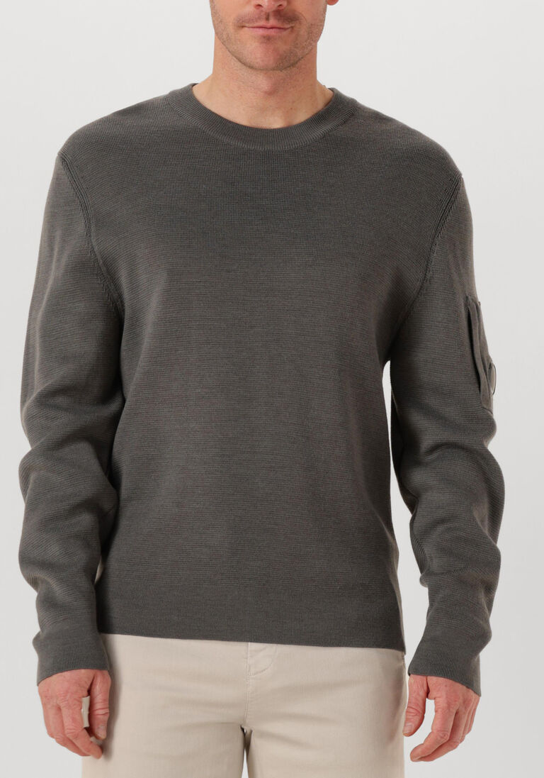 grijze cp company trui knitwear crew neck in re wool