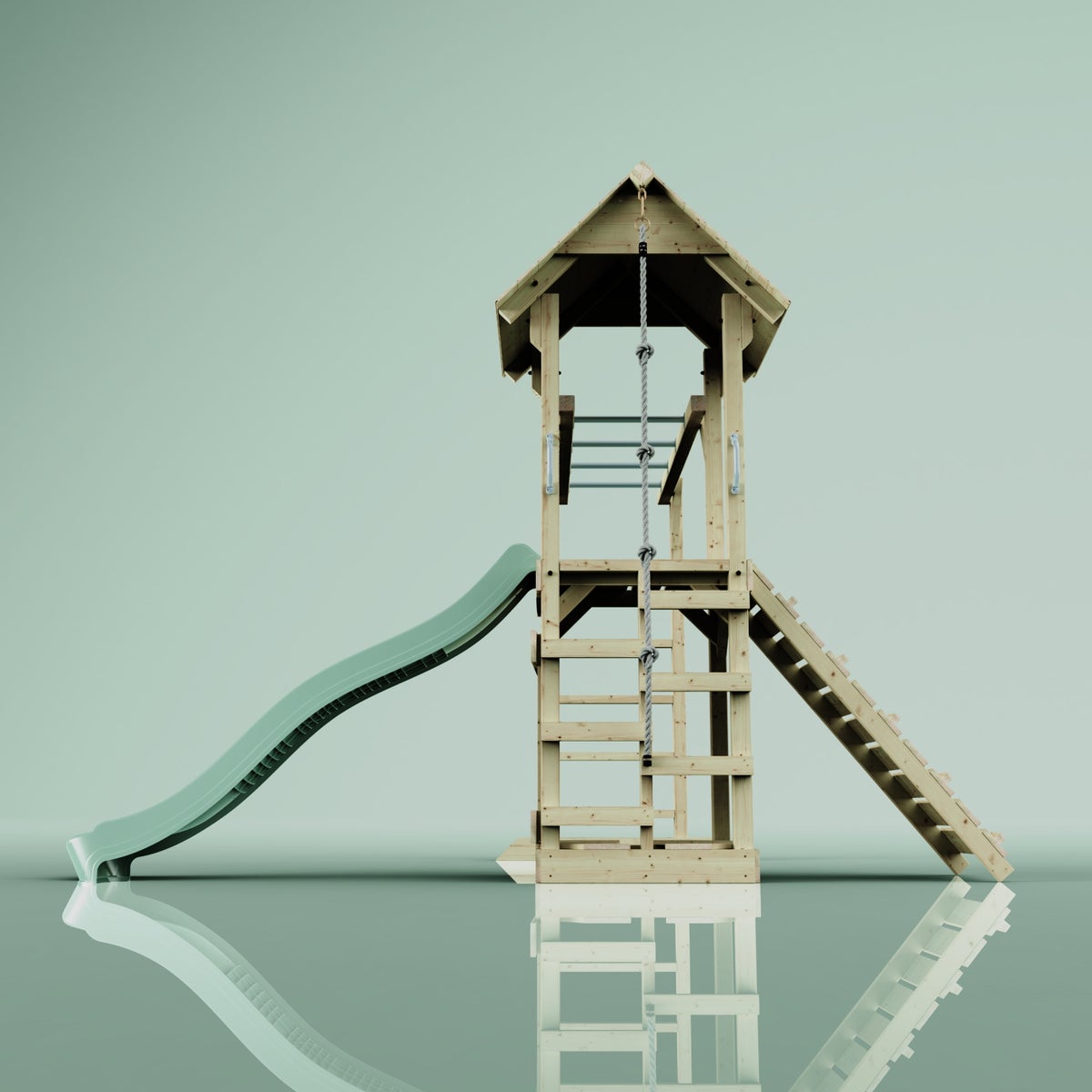 PolarPlay Lund houten speeltoren in groen,
