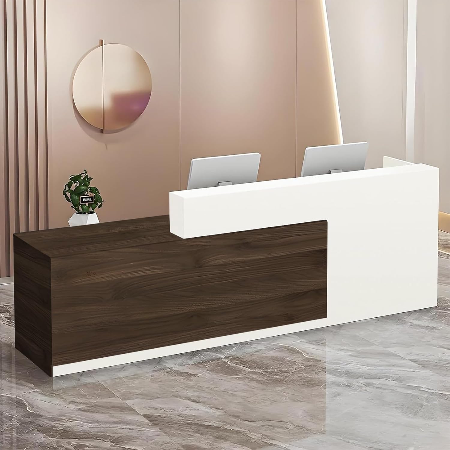 Empfangstheke mit Stauraum und offenen Fächern, Empfangstresen für Empfang, 100–240 cm Tresen für Geschäft, Salon, Studio, Empfangsbereich & Kasse