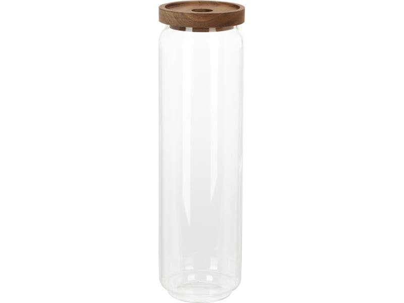FURBER Vorratsglas 1.5 l, Transparent Vorratsbehälter mit Holzdeckel