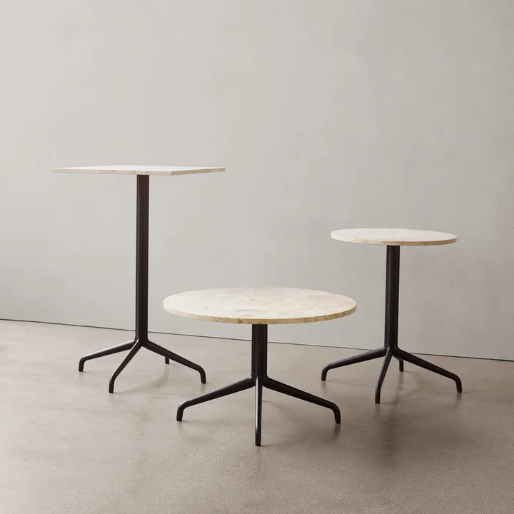 Audo - Harbour Column Bistrotisch 70 x 60 cm, Marmor weiss / schwarz