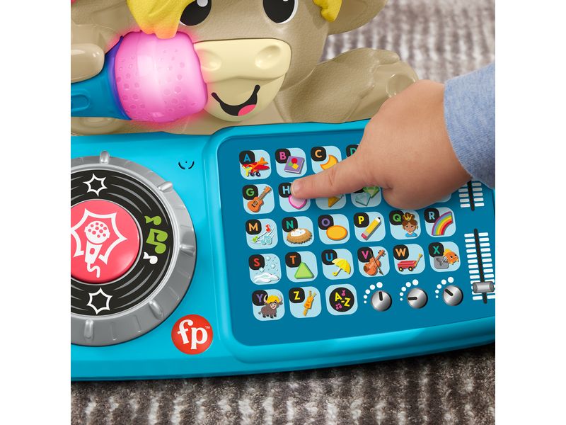 Fisher-Price Beat Bande ABC DJ-Yak Taylor -FR- Interaktives Yak-Lernspielzeug mit über 115 lustigen Liedern, Geräuschen und Sätzen
