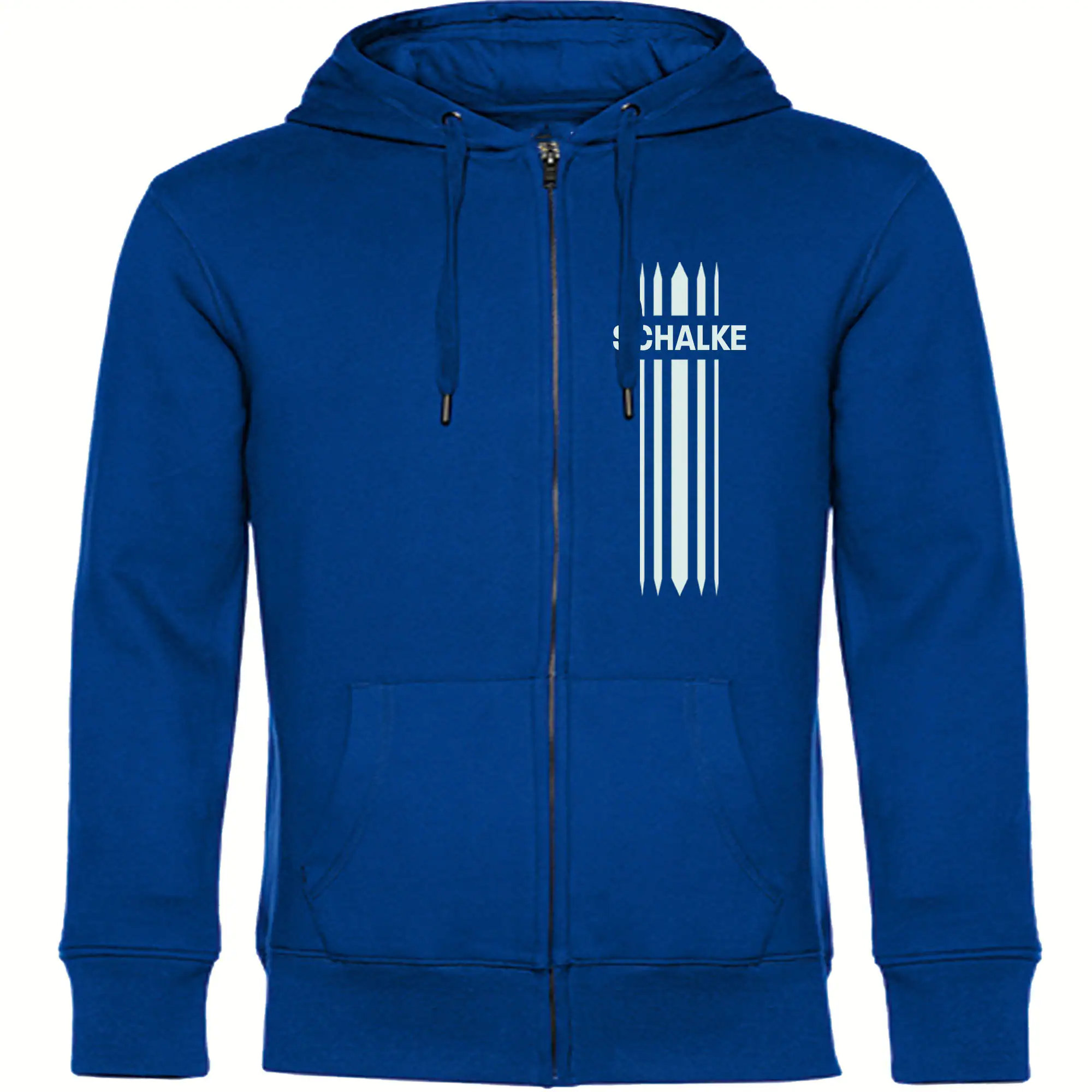 multifanshop® Kapuzen Sweatshirt Jacke - Schalke - Streifen - Druck weiß
