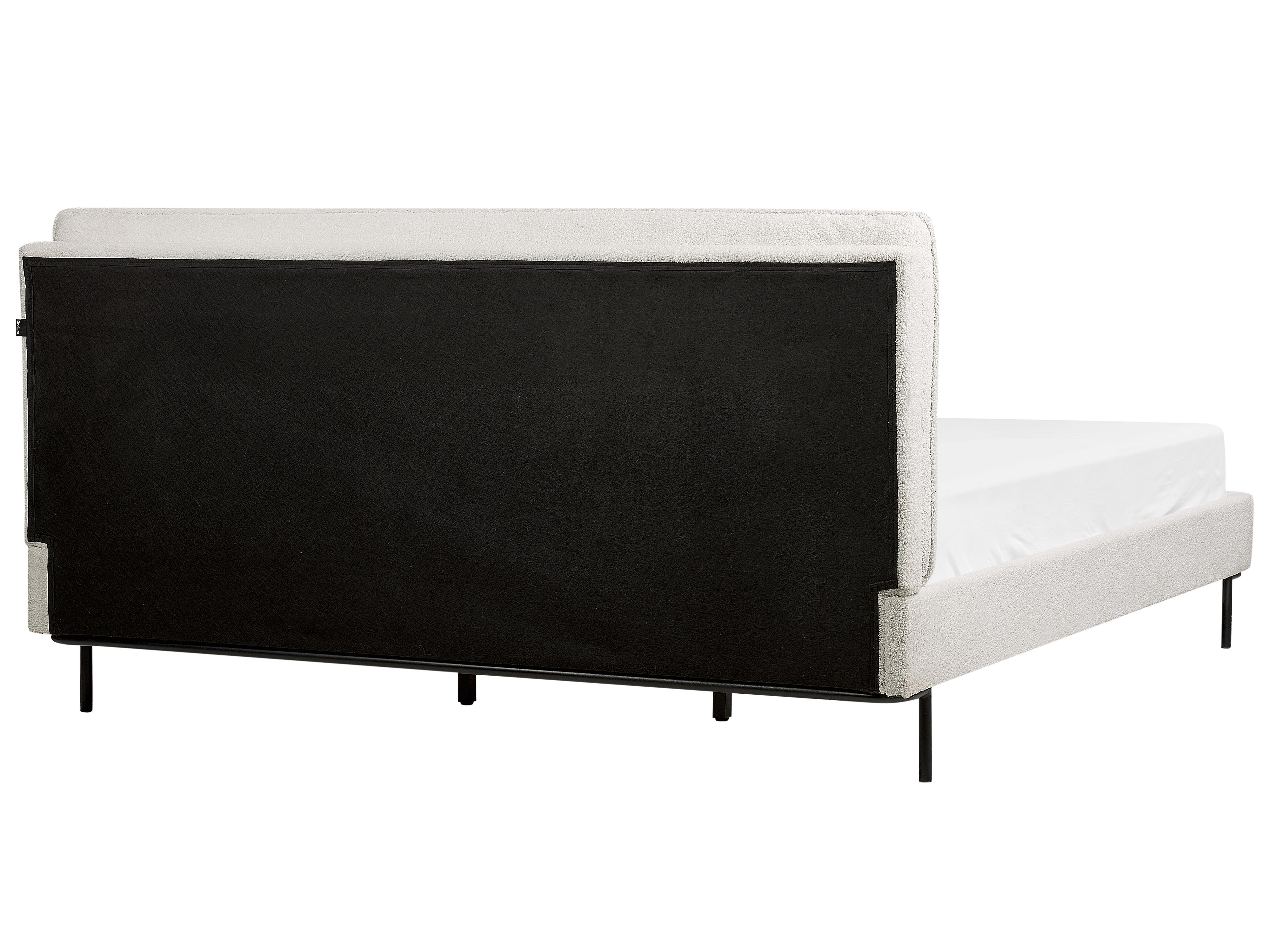 Bed Bouclé CORIO 180 x 200 cm Gebroken wit