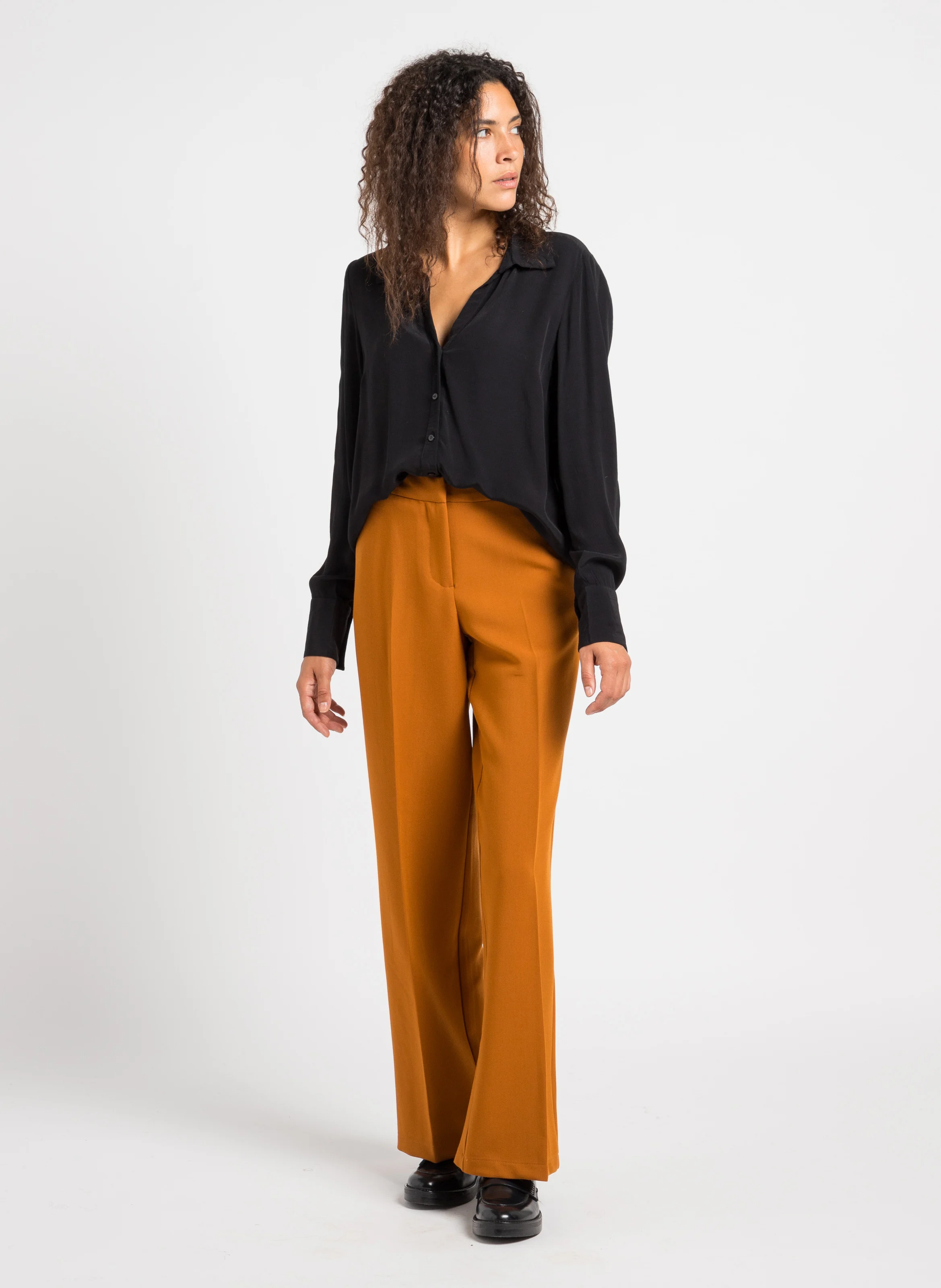 WINNIE - Pantalon à pinces large | Marron