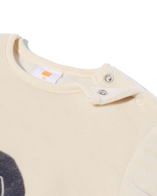 pull en tissu éponge dino pour bébé écru