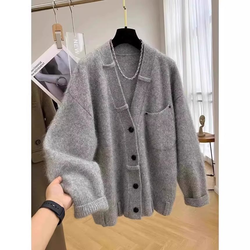 uliaque - Plus Size V-hals Effen Cardigan