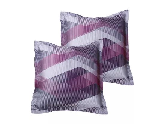 Lot de 2 Taies d'oreiller satin de coton imprimé Helix Purple