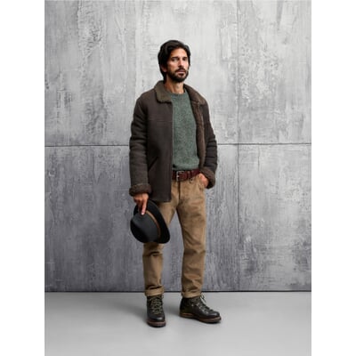 Herren-Lammfelljacke, Marone