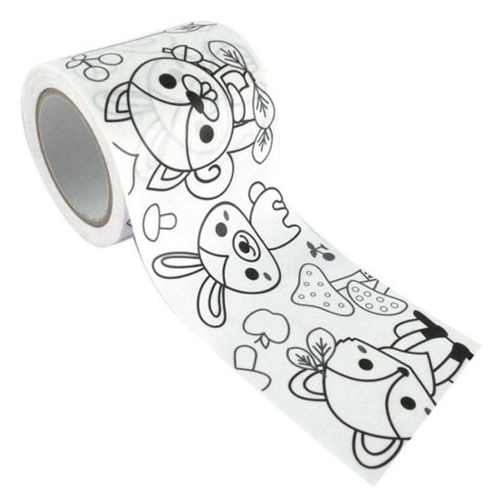 Masking tape large à colorier - animaux de la forêt 4,6 cm x 5 m