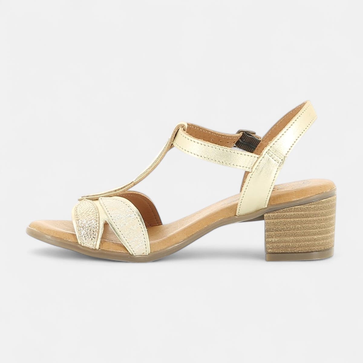 Nu-pieds à talon Femme en cuir or
