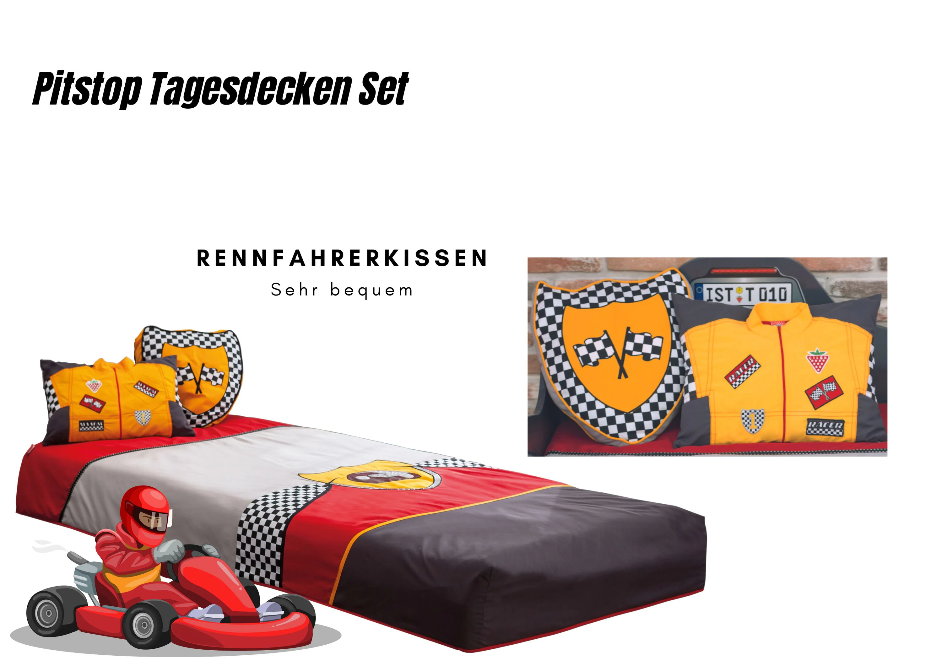 Tagesdecken Set mit 2 Kissen und für Kinderzimmer