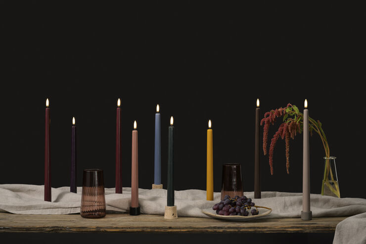 Uyuni Travertine Candleholder taper, S, Desert beige, 2-pack, 3,5x Desert beige