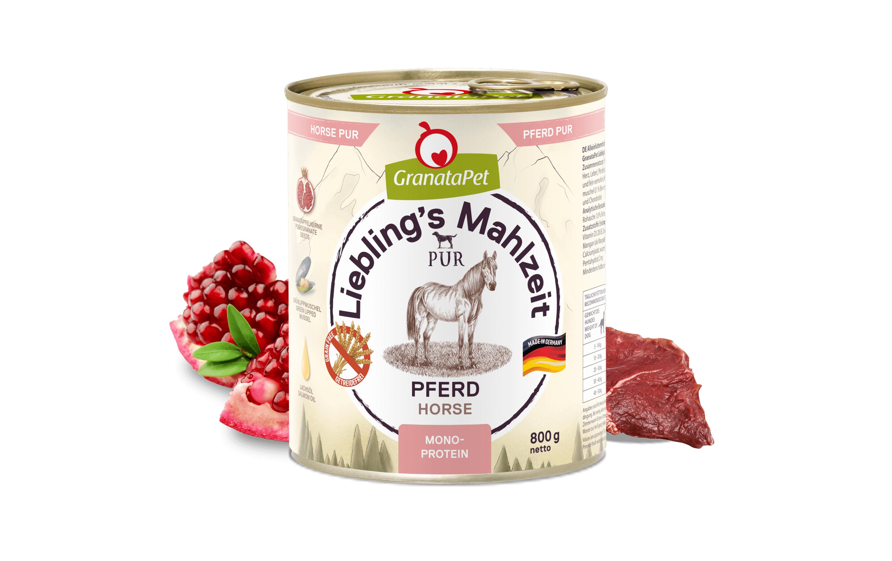 Nassfutter Liebling's Mahlzeit PUR Pferd 800 gAlleinfuttermittel für ausgewachsene Hunde