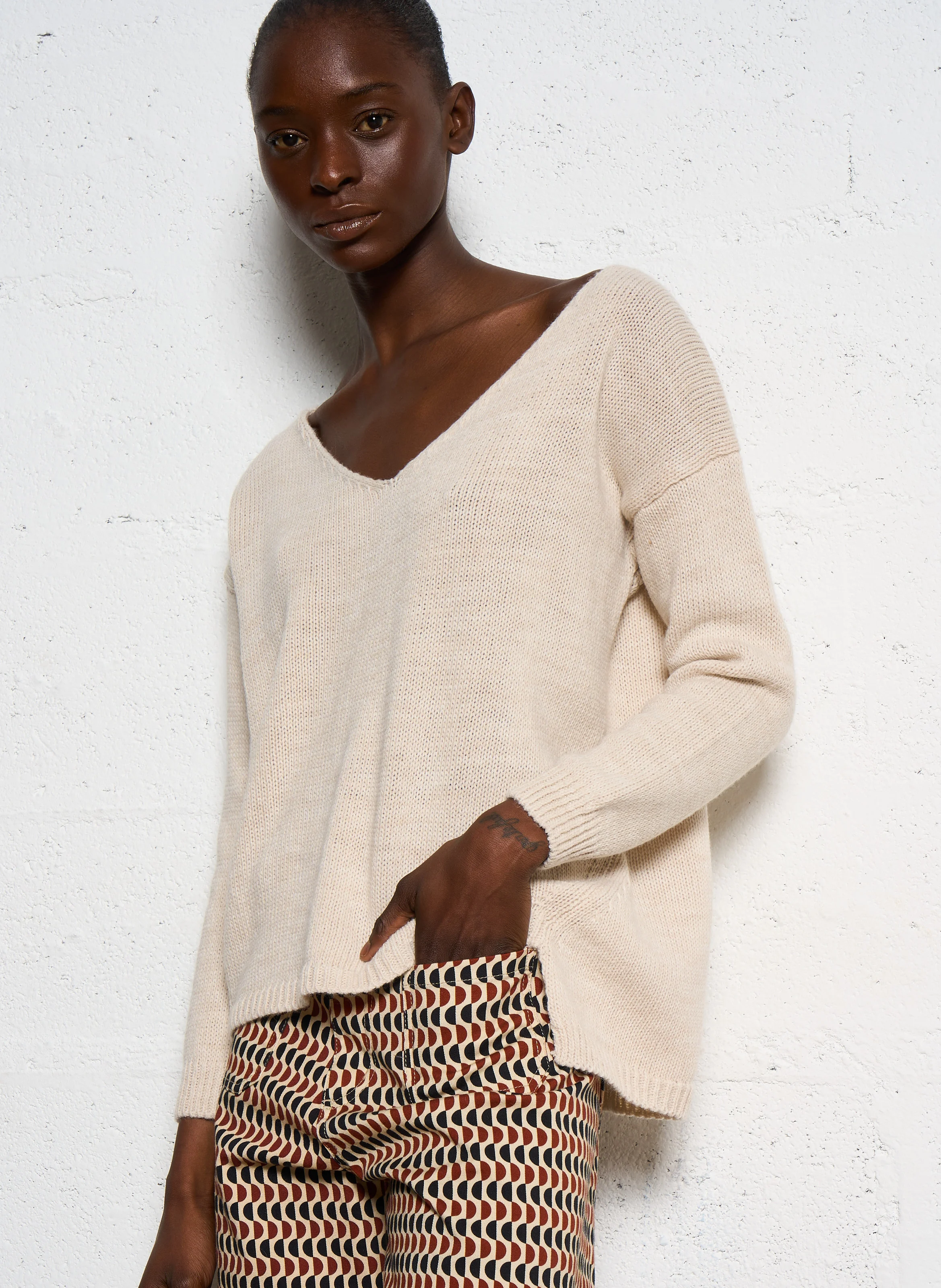 Pull col bateau| Blanc