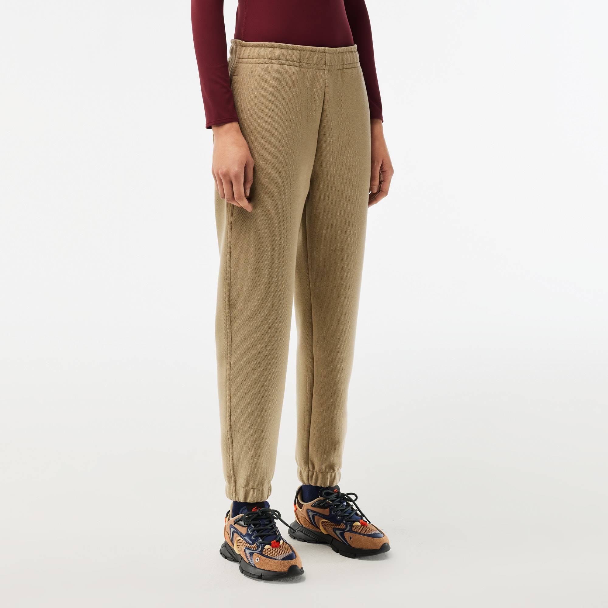 Pantalon de jogging Jogger en coton mélangé uni Pantalons de survêtement - Beige - Lacoste - Femme