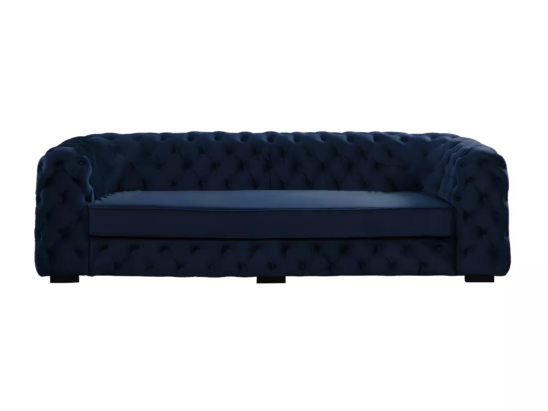 Canapé 3 places chesterfield STANLEY - Velours bleu nuit
