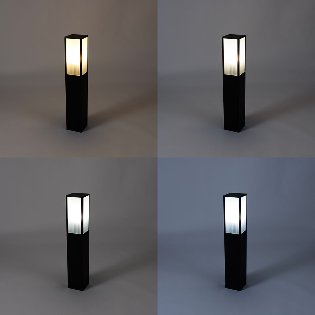 Smart staande buitenlamp zwart met ribbel glas 80 cm incl. Wifi A60 - Charlois