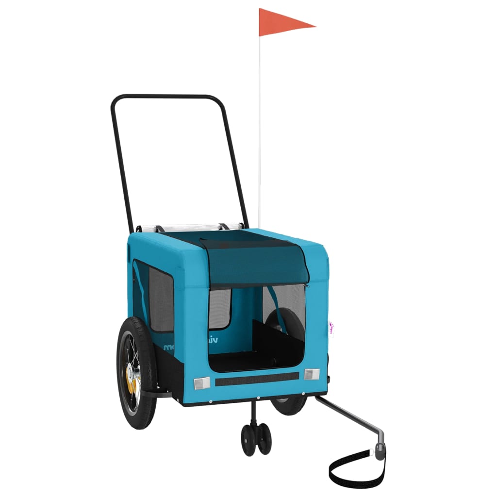 vidaXL Pet Bike Trailer Iron Oxford Cloth Azul Cinza