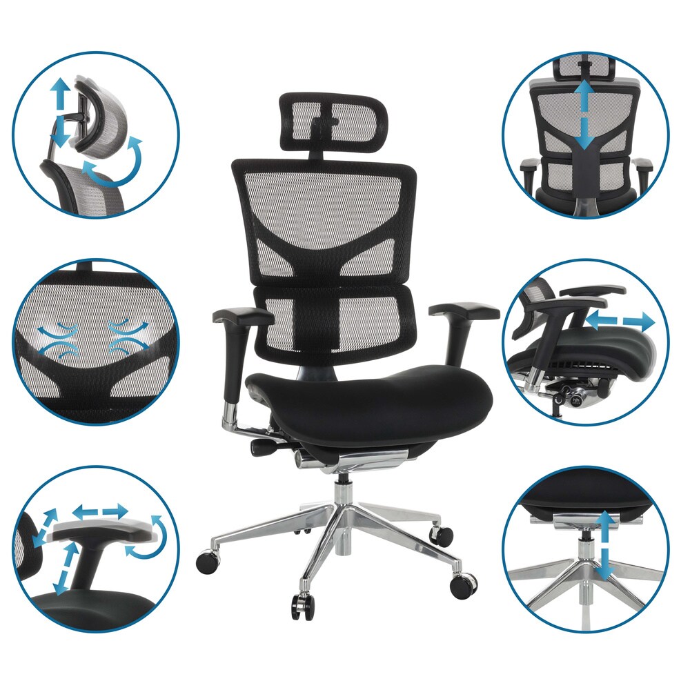 High End Bürostuhl ERGO-U2 FM Stoff/Netzstoff mit Armlehnen (höhenverstellbar) hjh OFFICE
