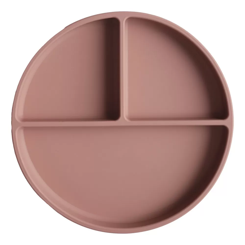 Mushie Silikone Tallerken Rumdelt Cloudy Mauve - 1 stk.