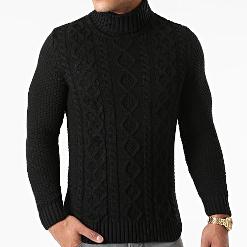 Pull Col Roulé Torsades 0064 Noir