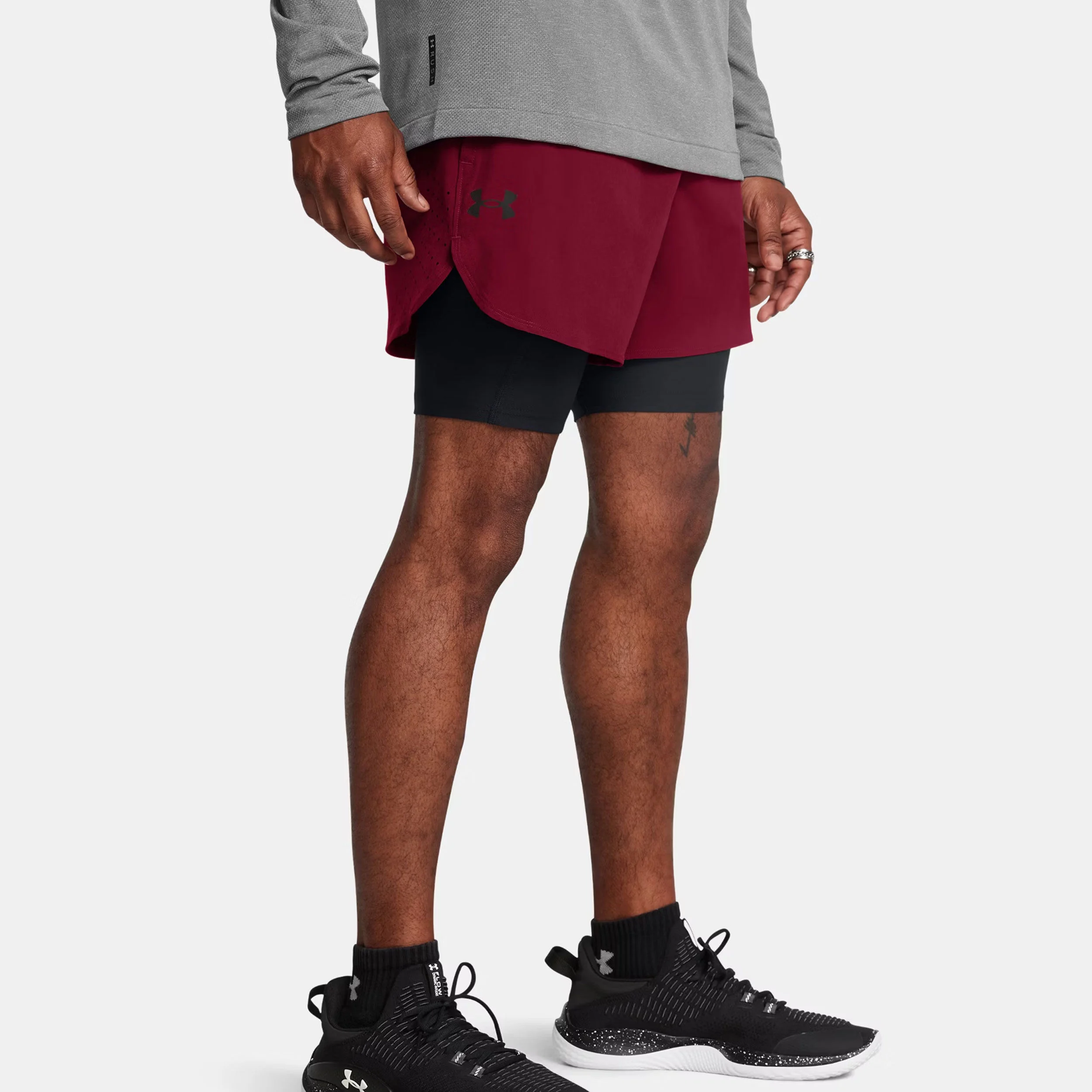 Under Armour Peak Woven 2in1 Shorts Hommes - Rouge Vin, Noir