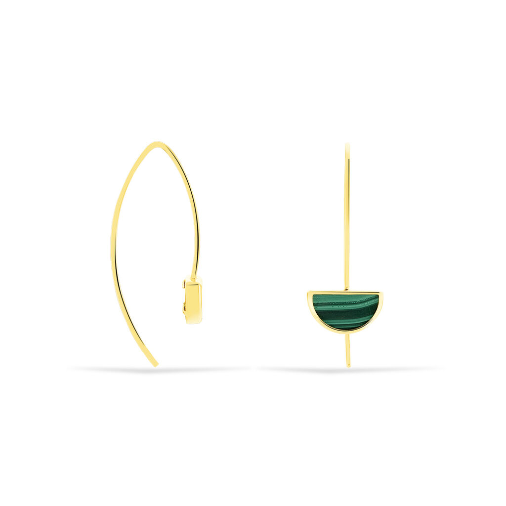 Boucles D'oreilles Pendantes Florica Or Jaune Malachite