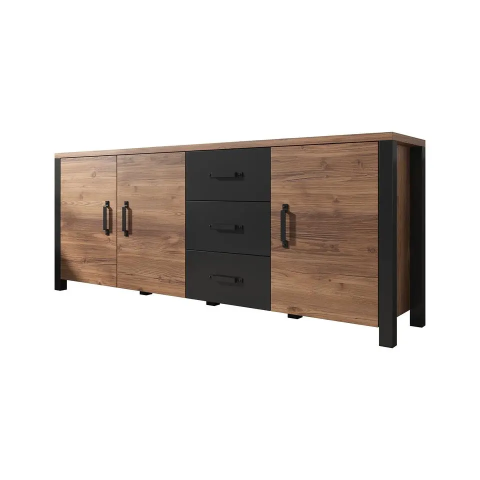 Meubella - Dressoir Olivia - Zwart - Eiken - 192 cm