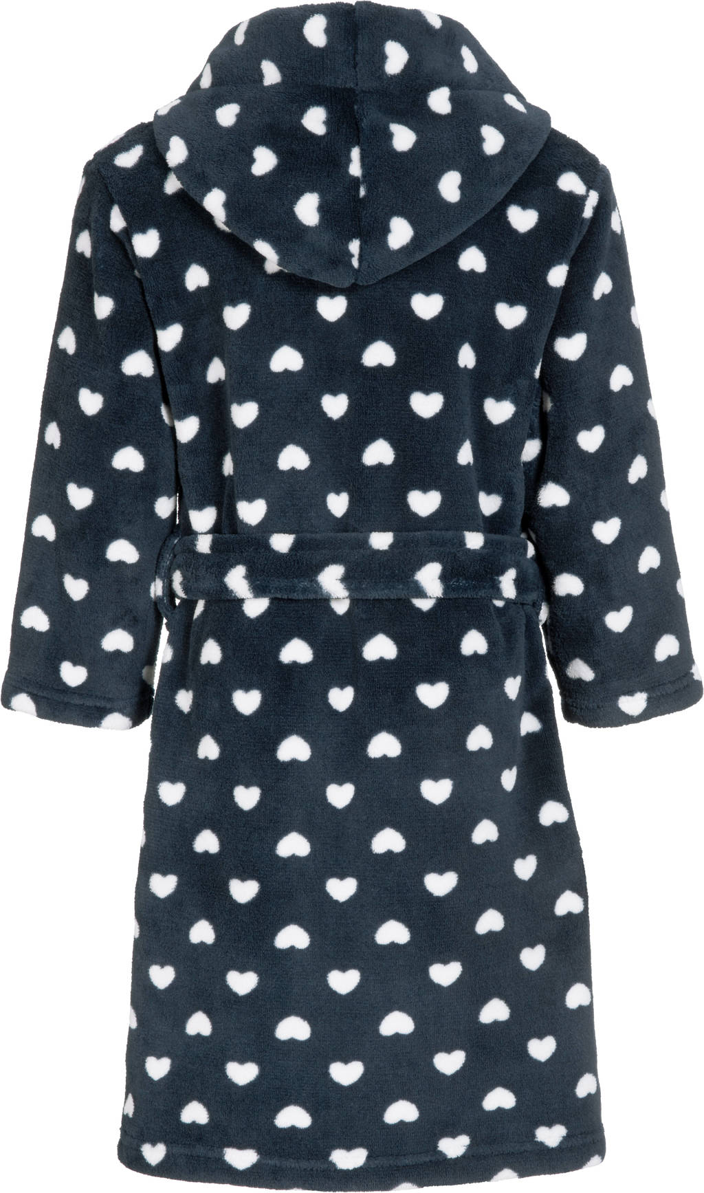 Playshoes fleece badjas Hearts met hartjes donkerblauw/wit