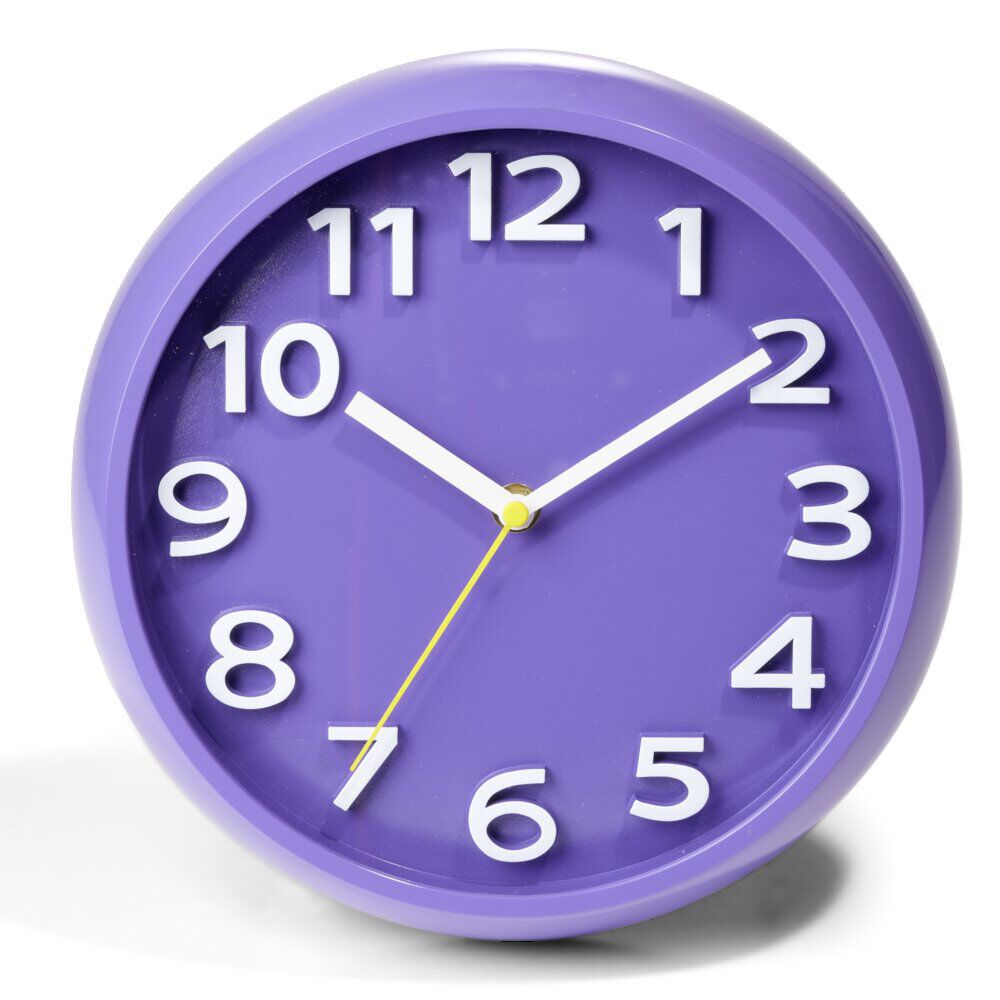 Horloge ronde plastique violet Ø25cm
