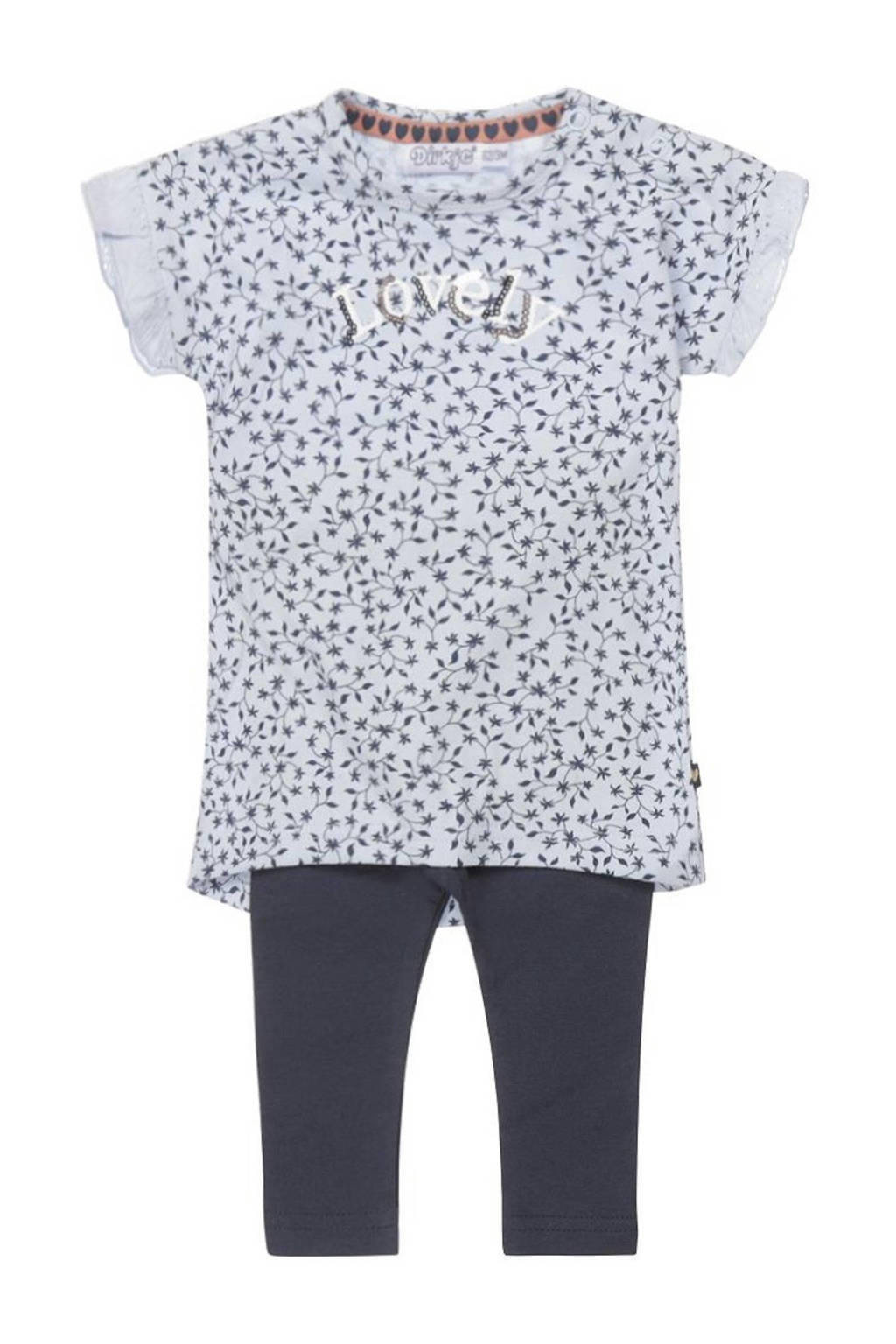 Dirkje jurk + legging met all over print blauw