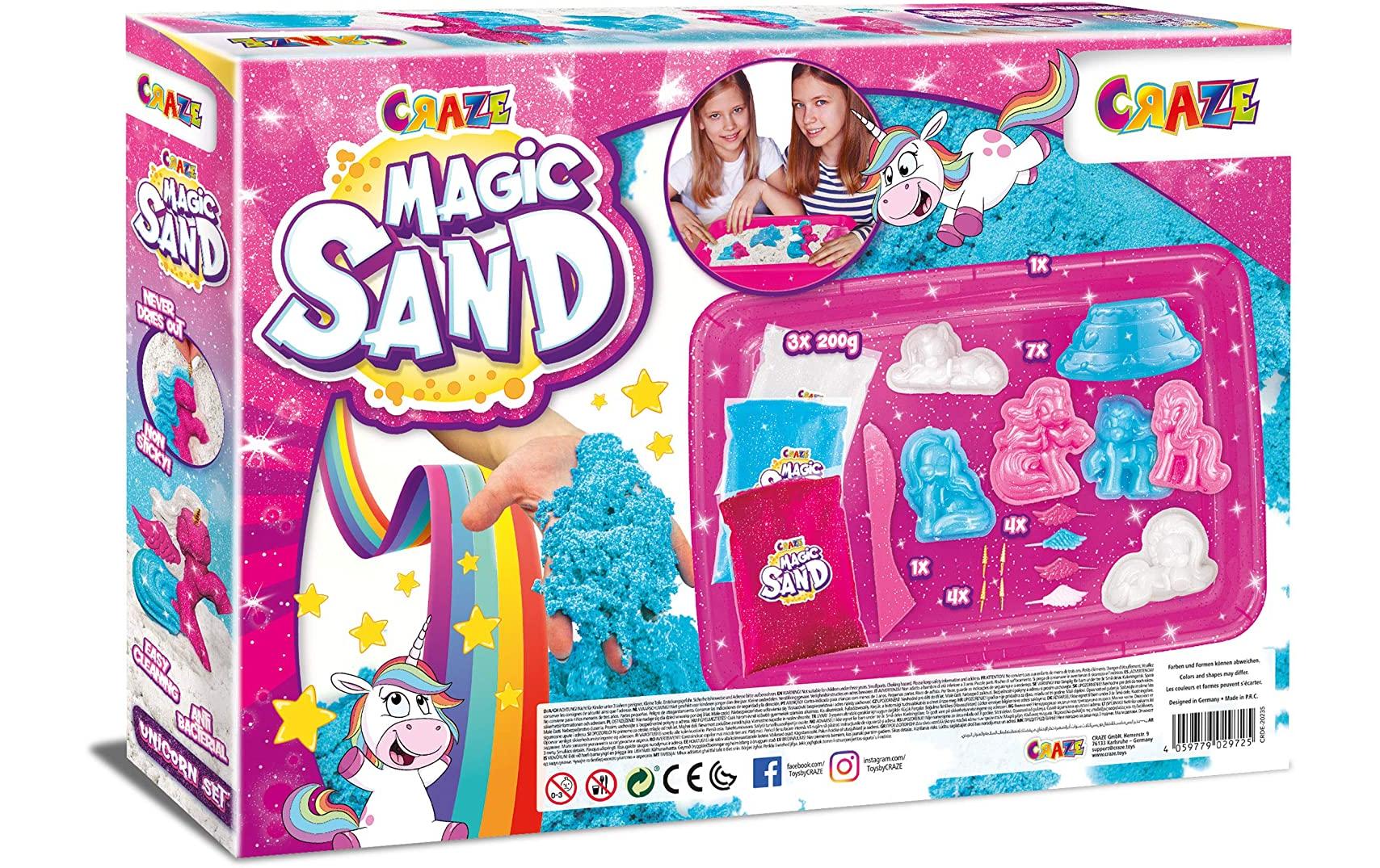 Sand Magic Playset: Unicorn 600gKnetbarer Sand mit Förmchen