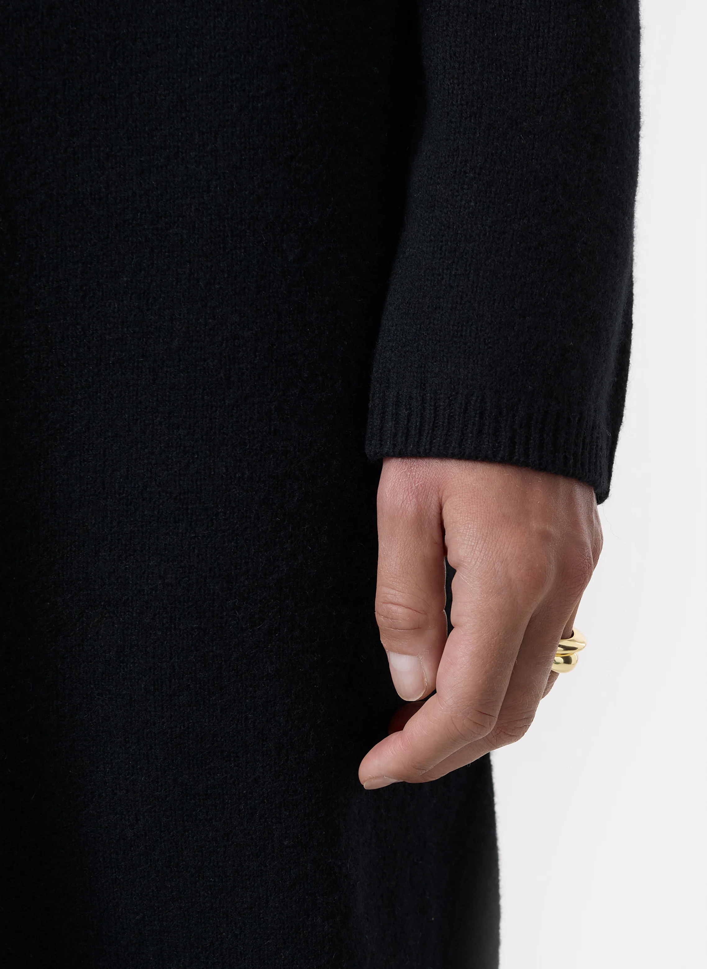 ROLLI - Robe longue à col roulé en laine | Noir