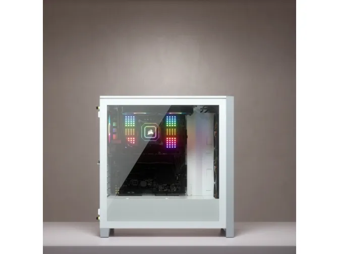 Corsair iCUE 4000X RGB – Miditower - ATX - ingen strømforsyning - Hvid - USB/Lyd
