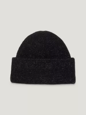 Gorro de malha canelada com monograma TH