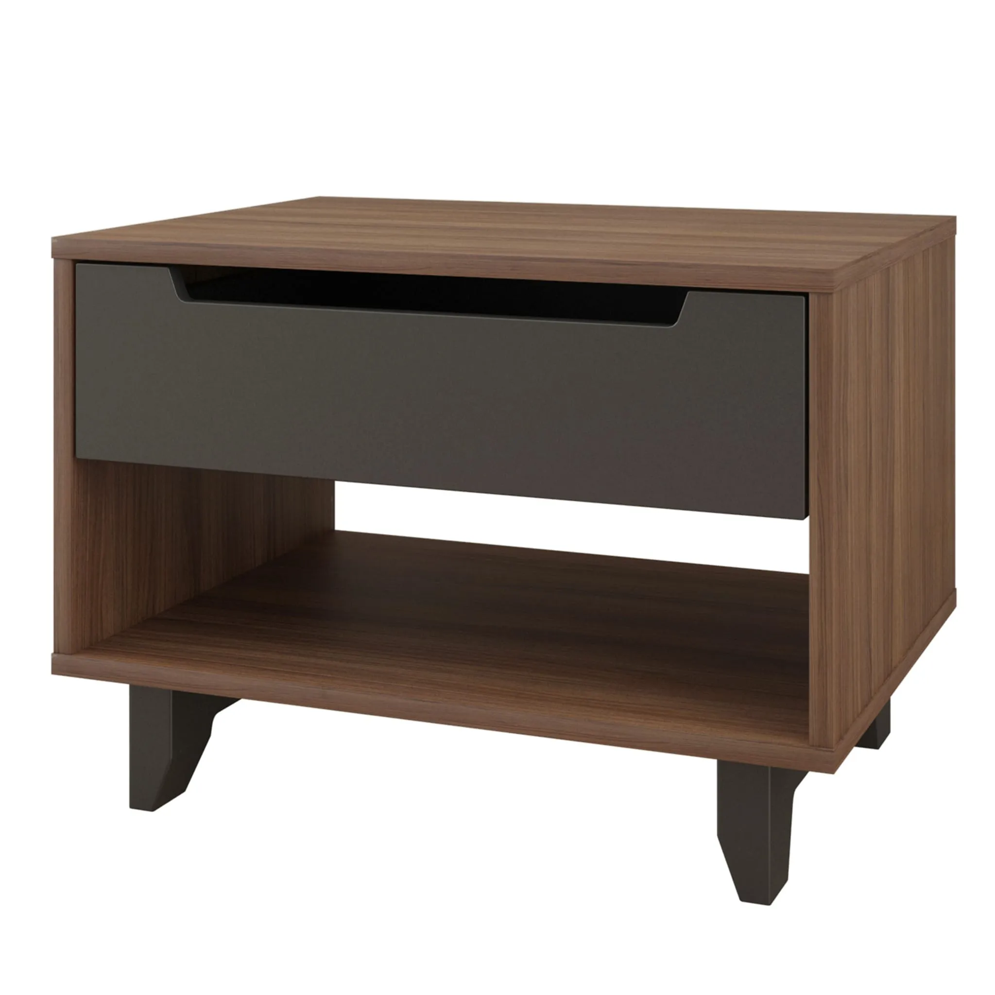 Nexera Table de Nuit Alibi - Noyer et Gris Charbon