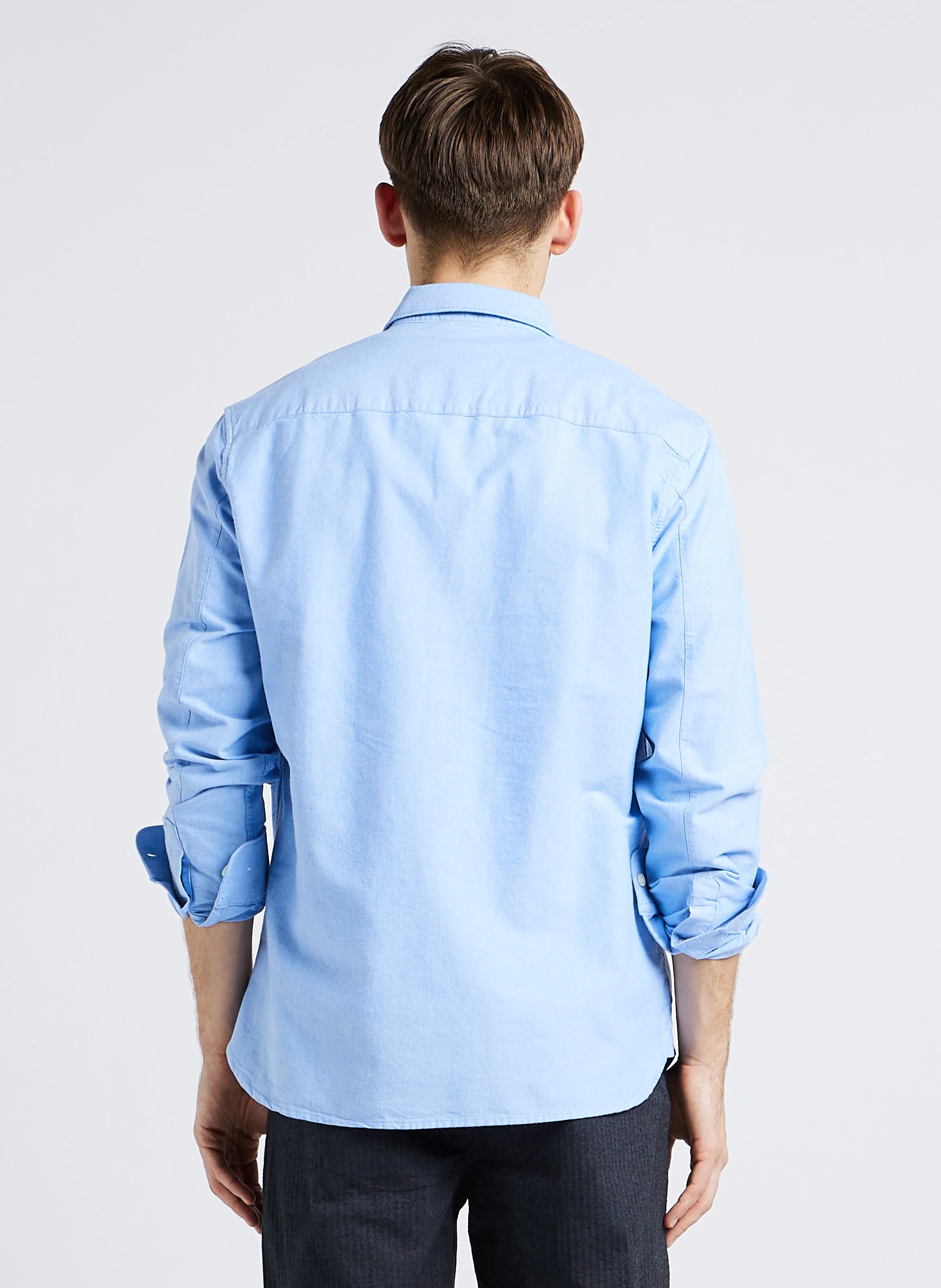 Chemise droite col classique en coton biologique | Bleu