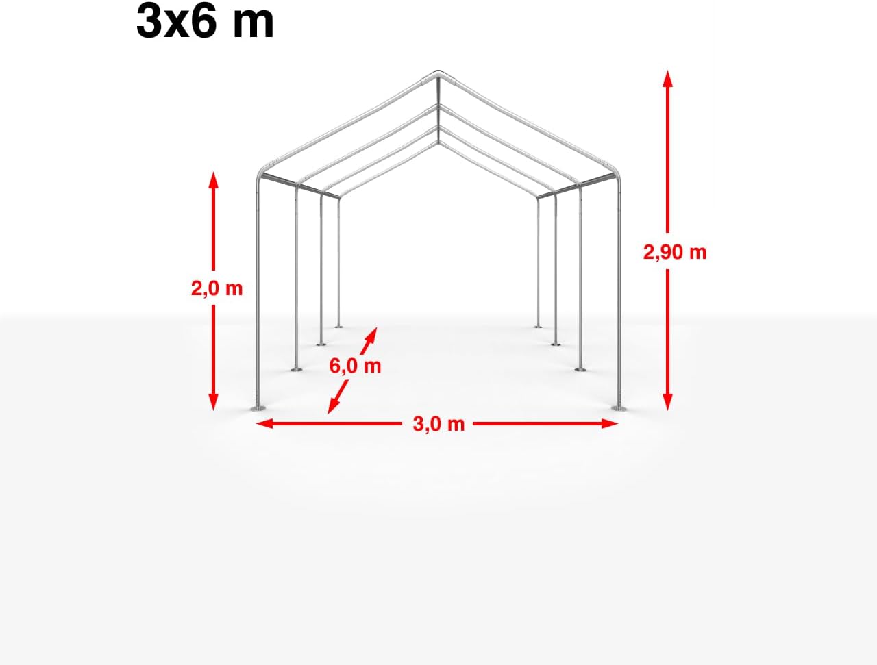 TOOLPORT Partyzelt 3x6 m Pavillon Starke PVC 600 N Plane wasserdicht und schneller Aufbau